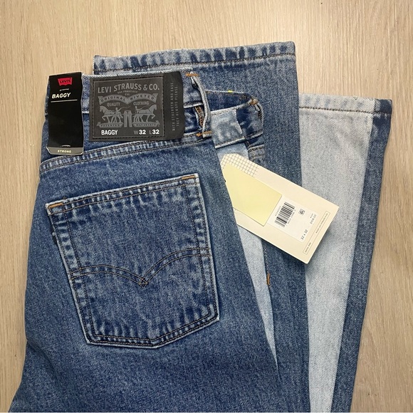 Levi’s Skateboarding Baggy Spliced 5 Pocket Two-Toned Jeans Light / Medium Wash - Picture 1 of 4